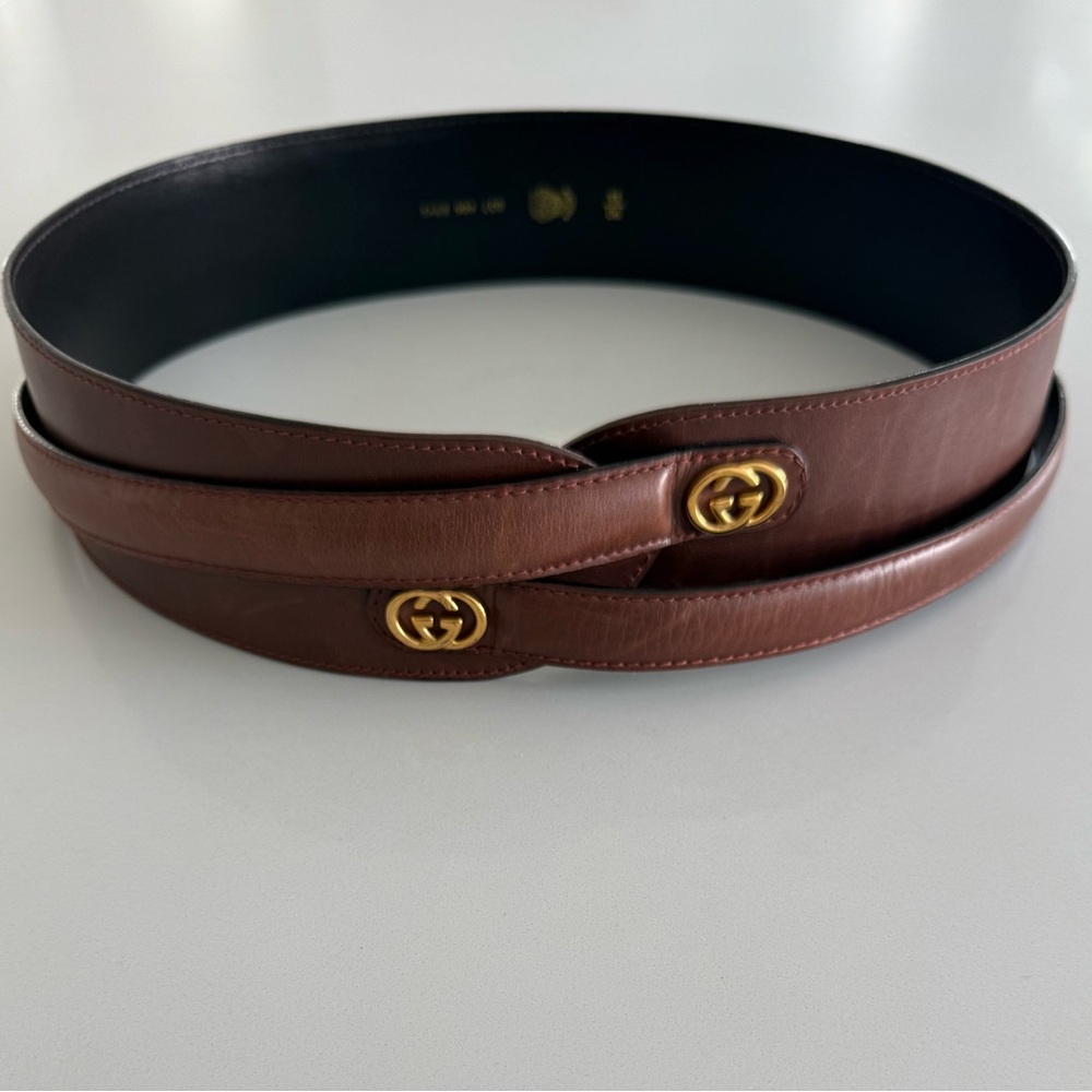 Vintage 80s Gucci Leather Wrap Belt - 36”